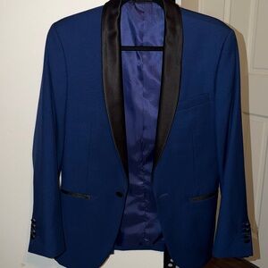 Men's Blue Blazer with Black Lapel SLIM FIT
